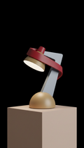Crimson Accent Sculptural Desk Lamp