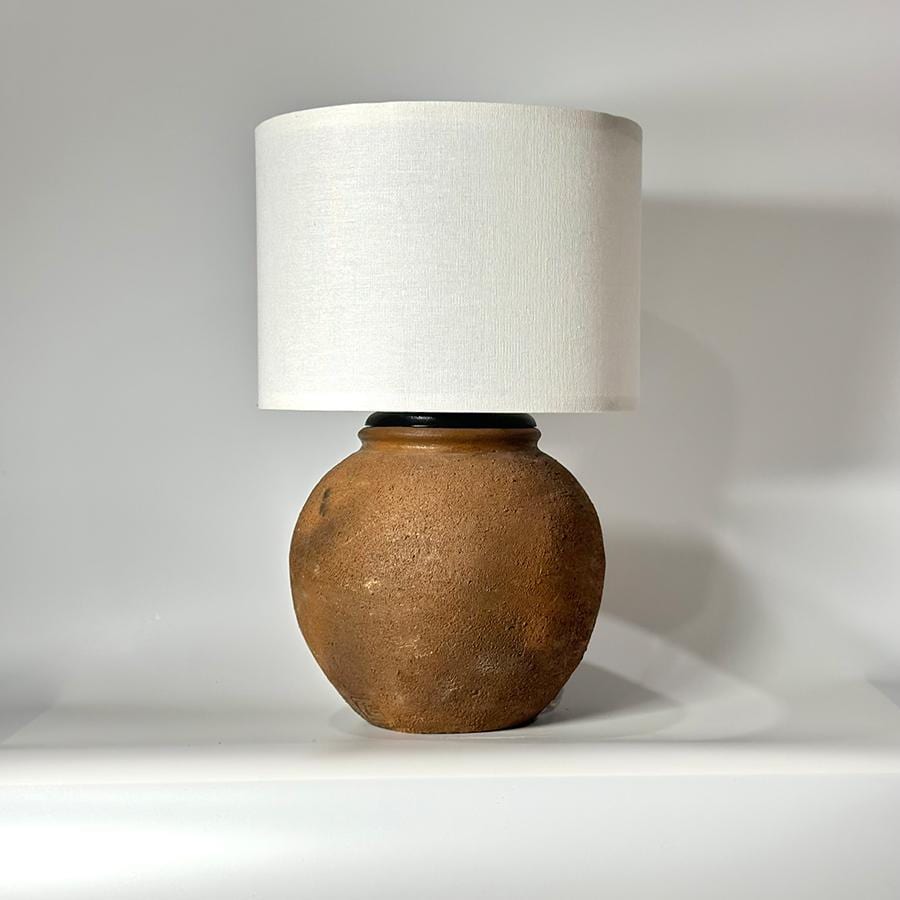 Handmade Cham Pottery Table Lamp, Minimalist Ceramic Vase Base, Organic Decor
