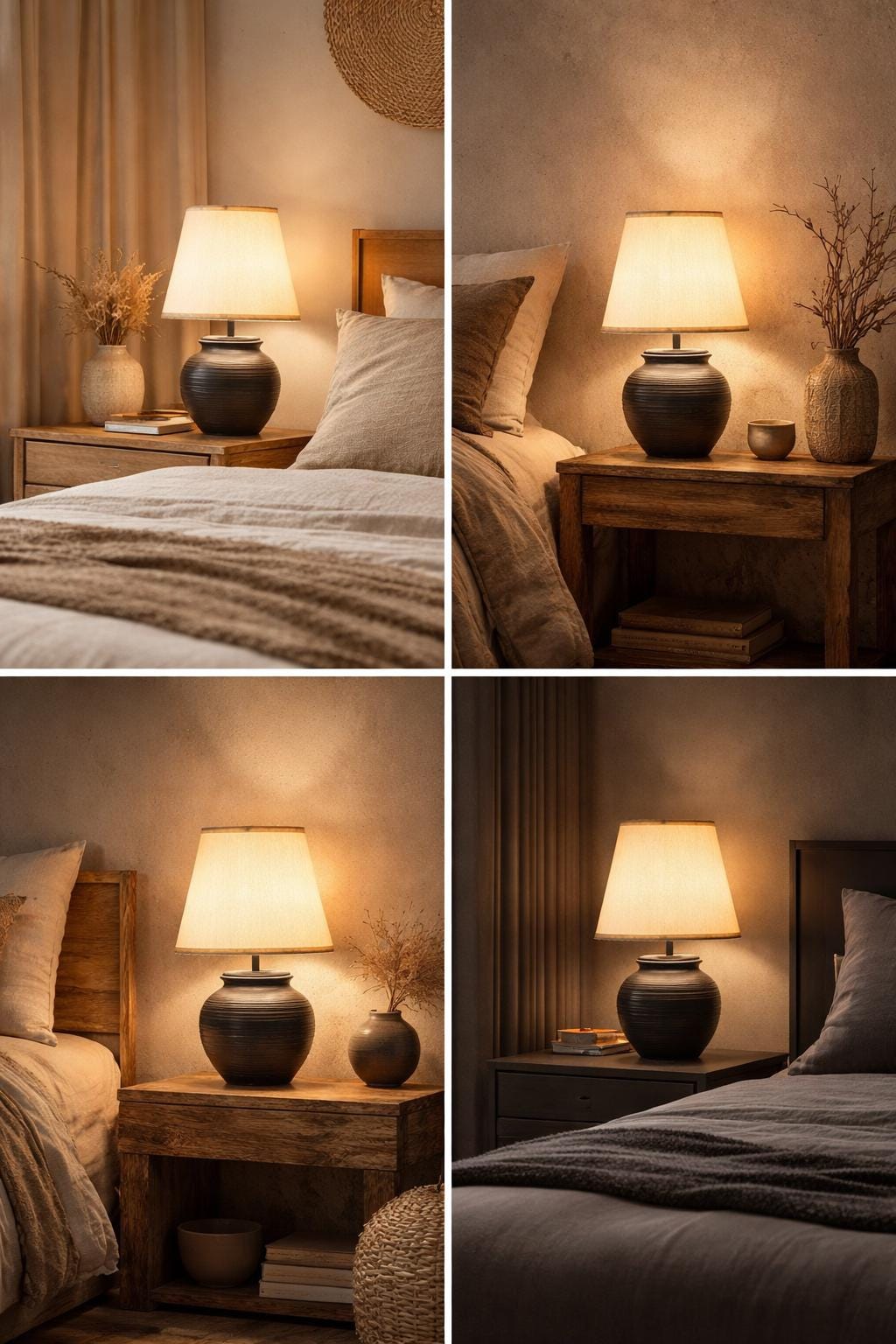Handmade ceramic table lamp with warm ambient light. Simple form, gentle glow, timeless mood. Bat Trang ceramic, Vietnam.