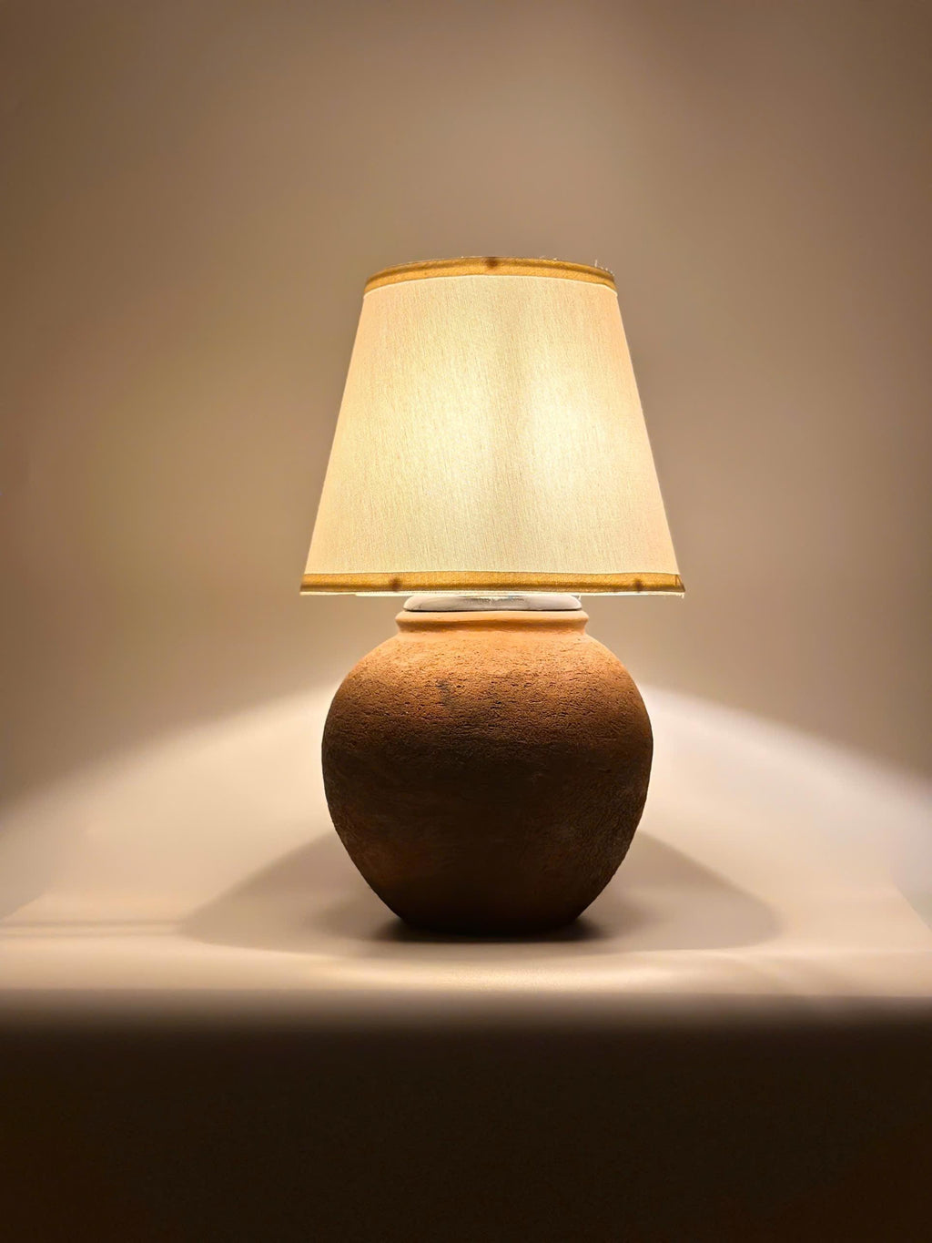 Handmade Cham Pottery Table Lamp, Minimalist Ceramic Vase Base, Organic Decor