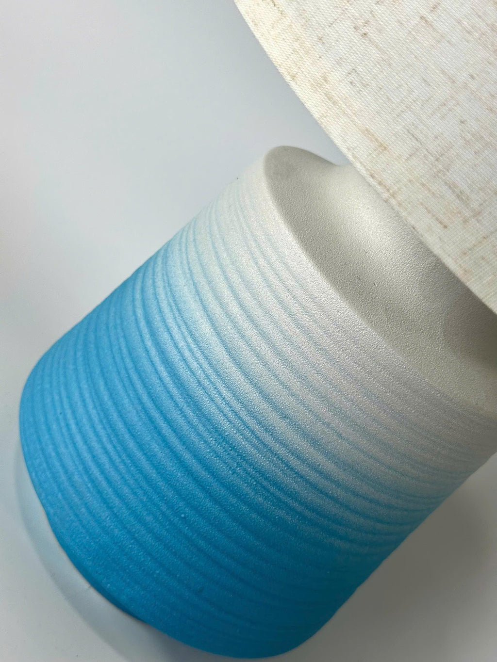 Handmade Ceramic Table Lamp – Ocean Gradient, Bat Trang Pottery, Minimalist Design