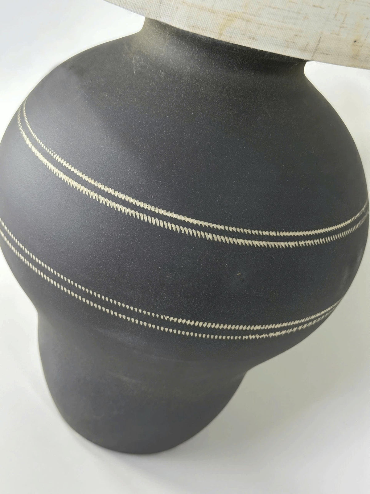 Handmade Ceramic Table Lamp, Wabi-Sabi Silhouette, Fabric Shade, Ambient Glow