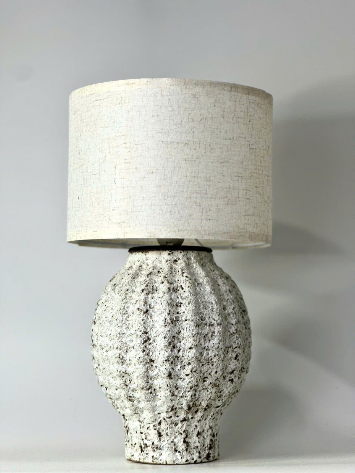 Atlantis Ceramic Table Lamp – Bat Trang Lantern Base, Textured Organic Glaze
