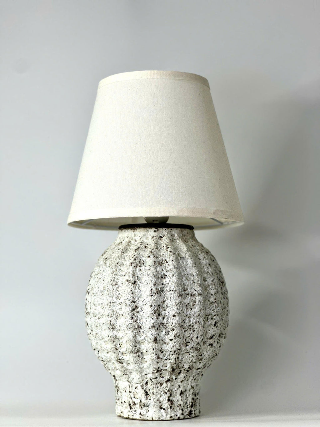 Atlantis Ceramic Table Lamp – Bat Trang Lantern Base, Textured Organic Glaze