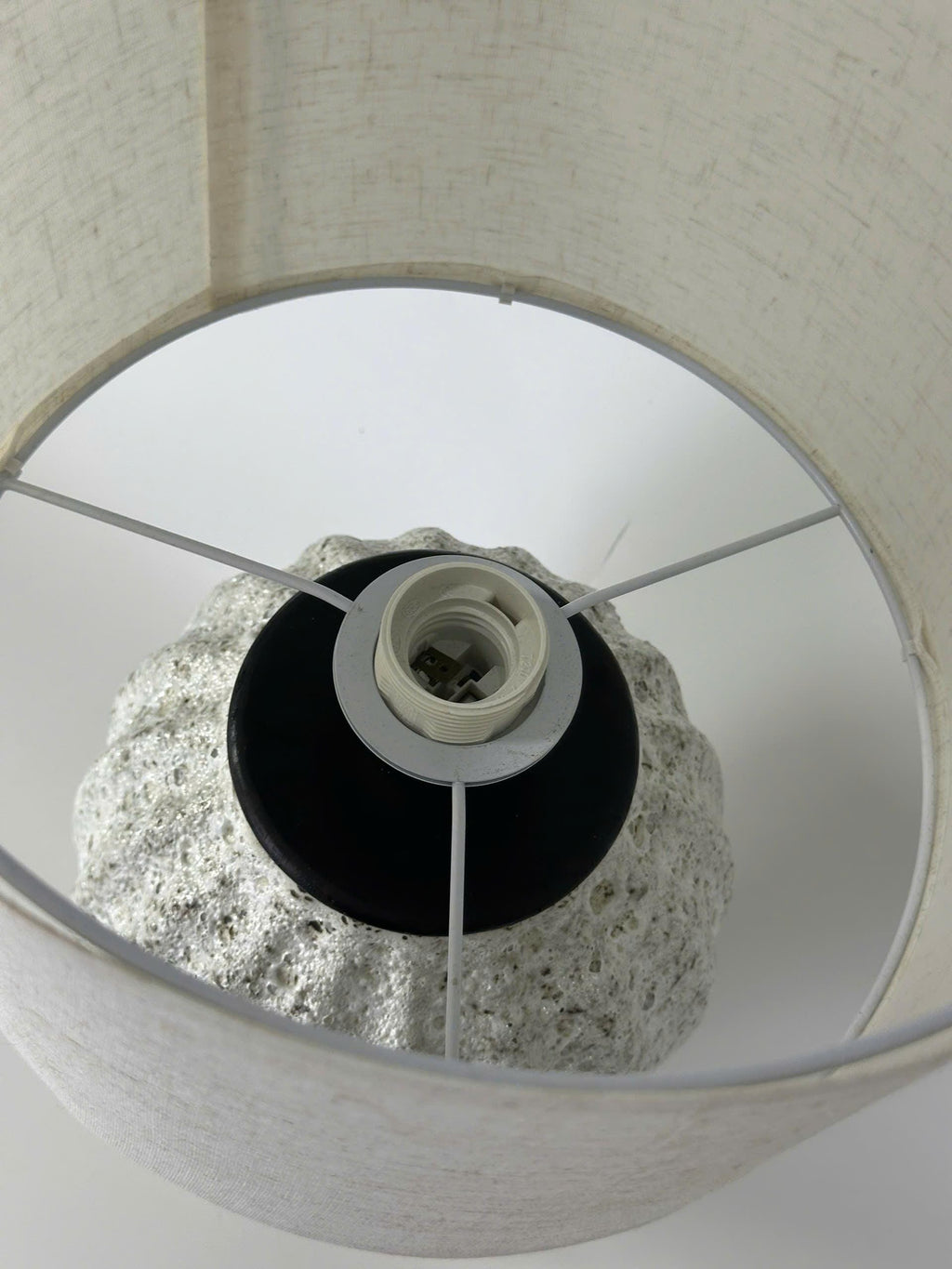 Atlantis Ceramic Table Lamp – Bat Trang Lantern Base, Textured Organic Glaze