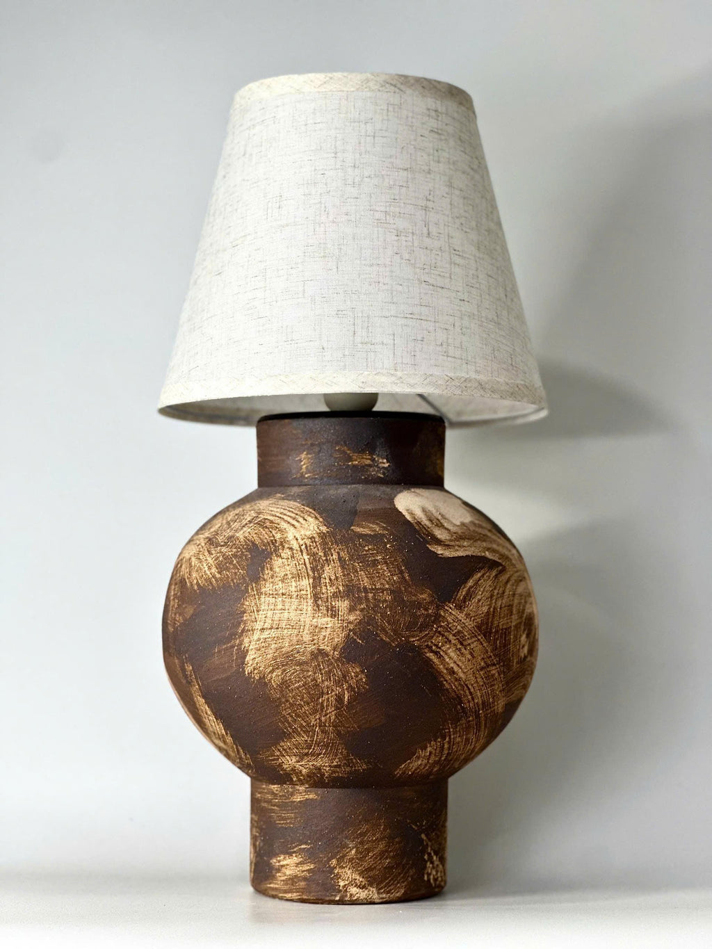 Hand-Painted Ceramic Table Lamp, Wabi-Sabi Silhouette, Warm Glow
