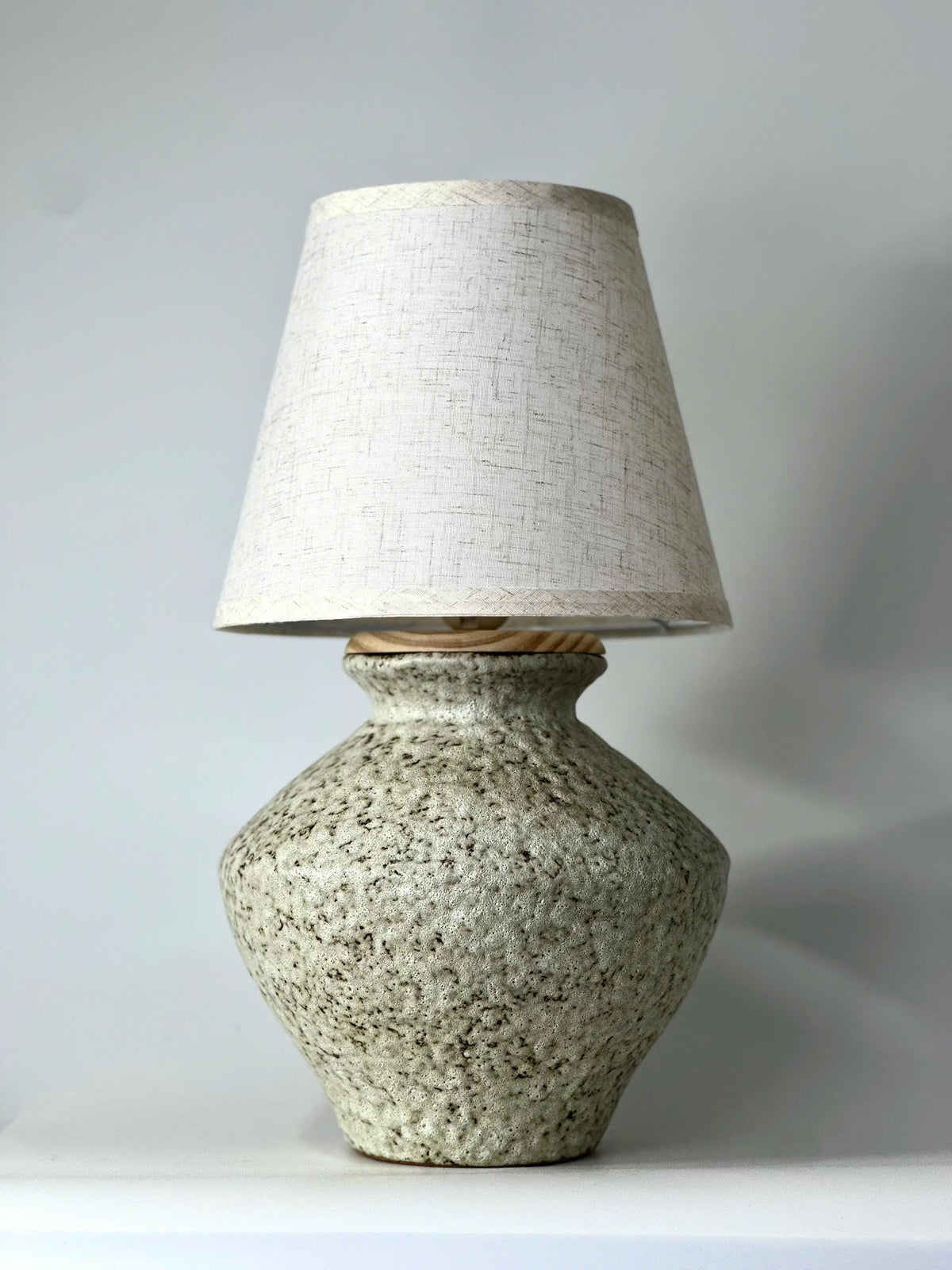 Handmade Ceramic Table Lamp – Textured Stone Glaze, Wabi-Sabi Artisan Decor