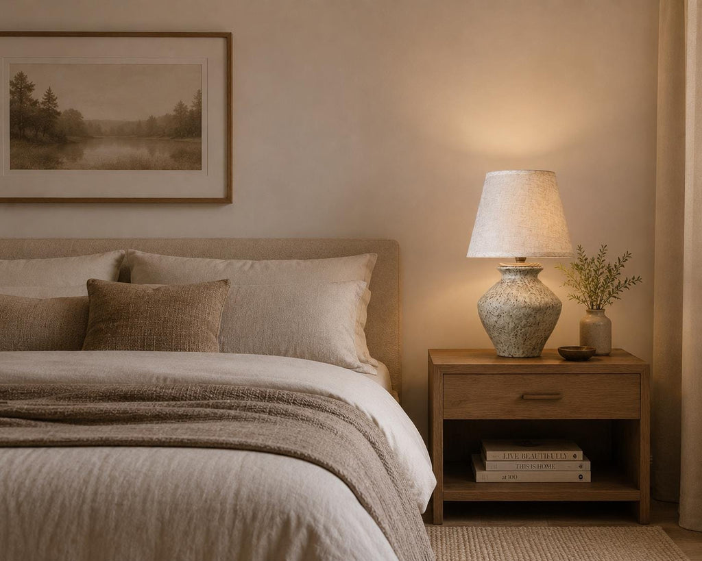 Handmade Ceramic Table Lamp – Textured Stone Glaze, Wabi-Sabi Artisan Decor
