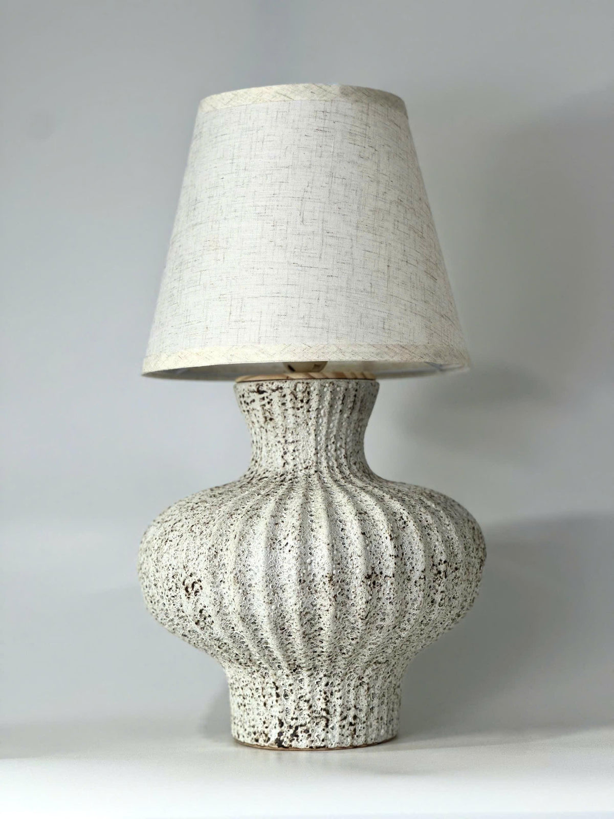 Atlantis Ceramic Table Lamp – Lantern Base, Coral Crackle Glaze, Ocean Textures