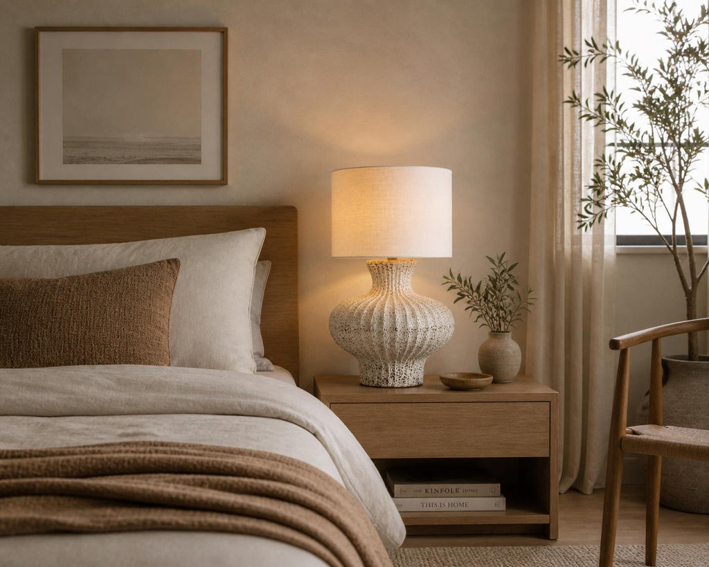 Atlantis Ceramic Table Lamp – Lantern Base, Coral Crackle Glaze, Ocean Textures