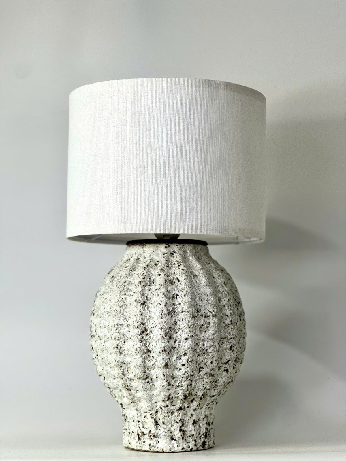 Atlantis Ceramic Table Lamp – Bat Trang Lantern Base, Textured Organic Glaze