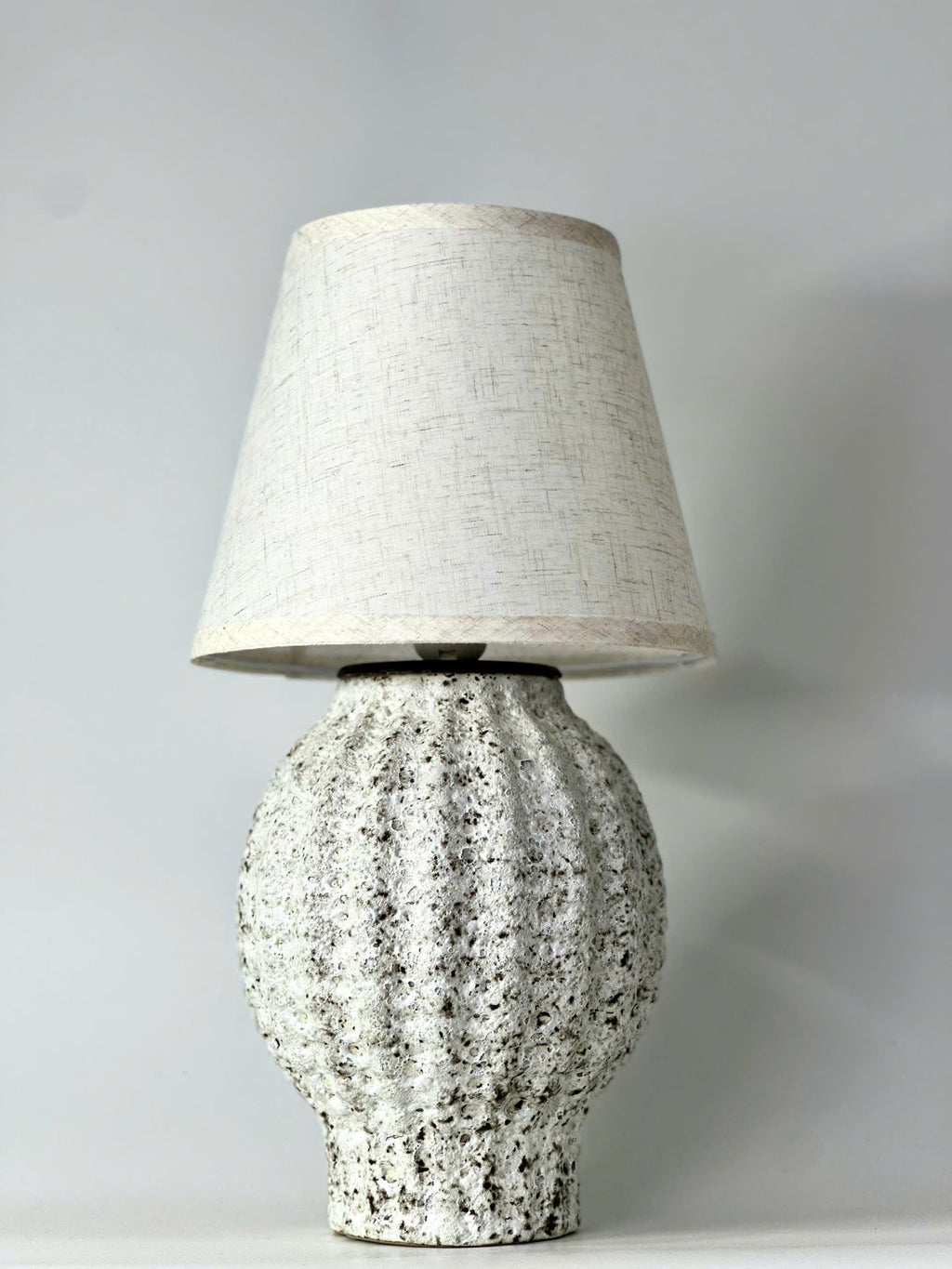 Atlantis Ceramic Table Lamp – Bat Trang Lantern Base, Textured Organic Glaze