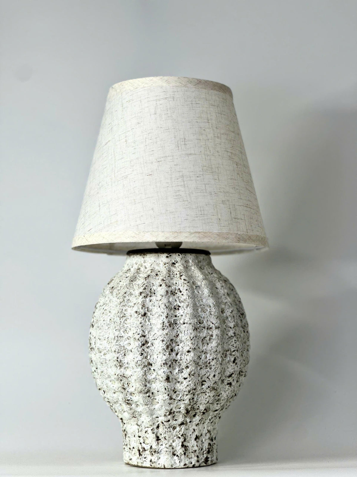 Atlantis Ceramic Table Lamp – Bat Trang Lantern Base, Textured Organic Glaze