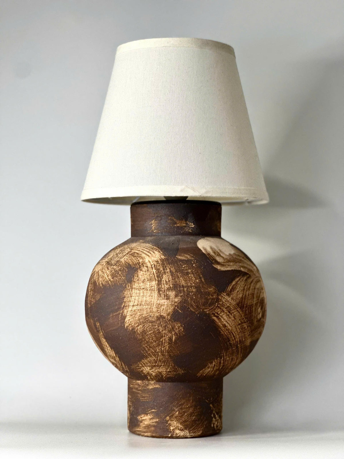 Hand-Painted Ceramic Table Lamp, Wabi-Sabi Silhouette, Warm Glow