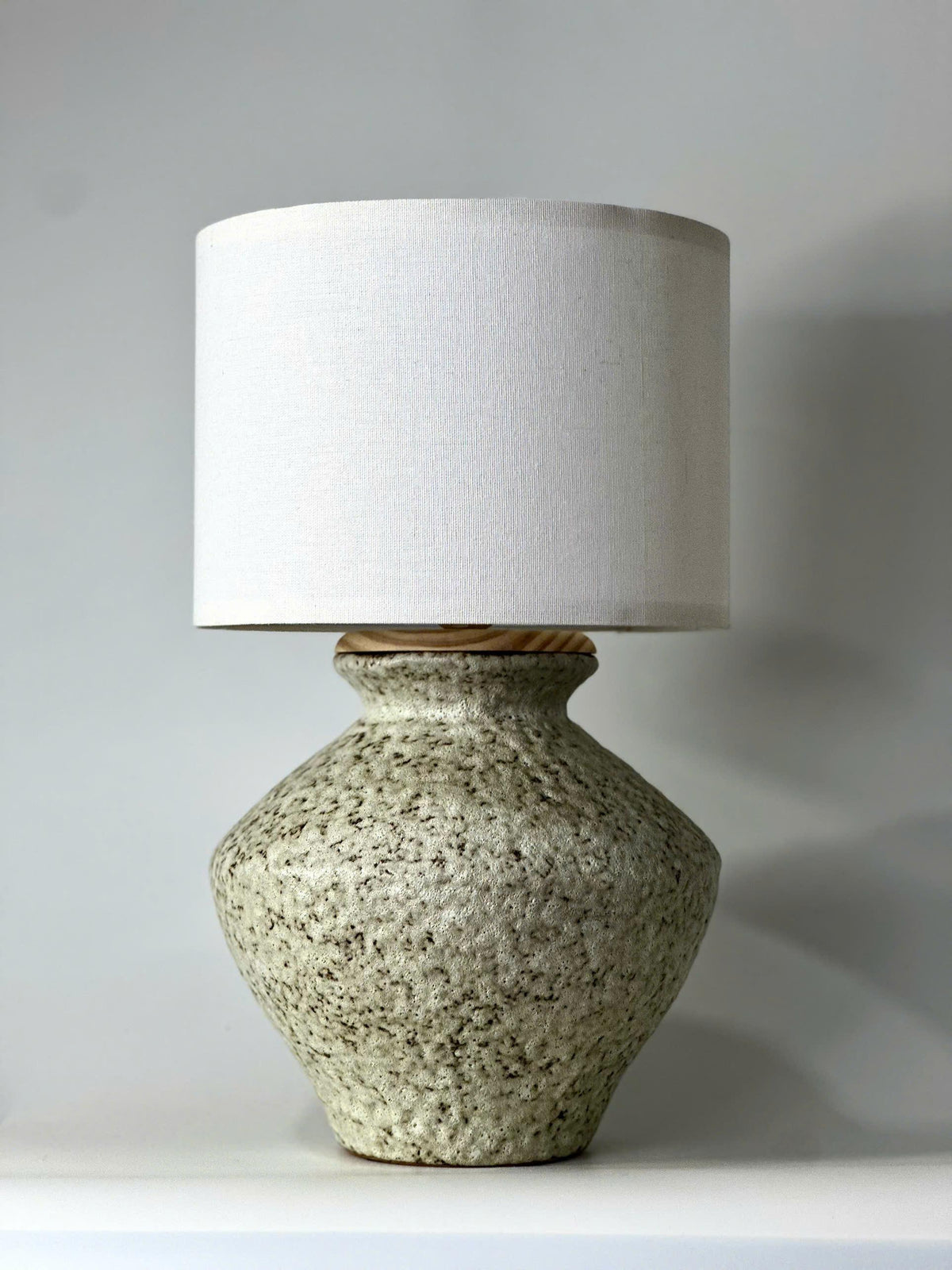 Handmade Ceramic Table Lamp – Textured Stone Glaze, Wabi-Sabi Artisan Decor
