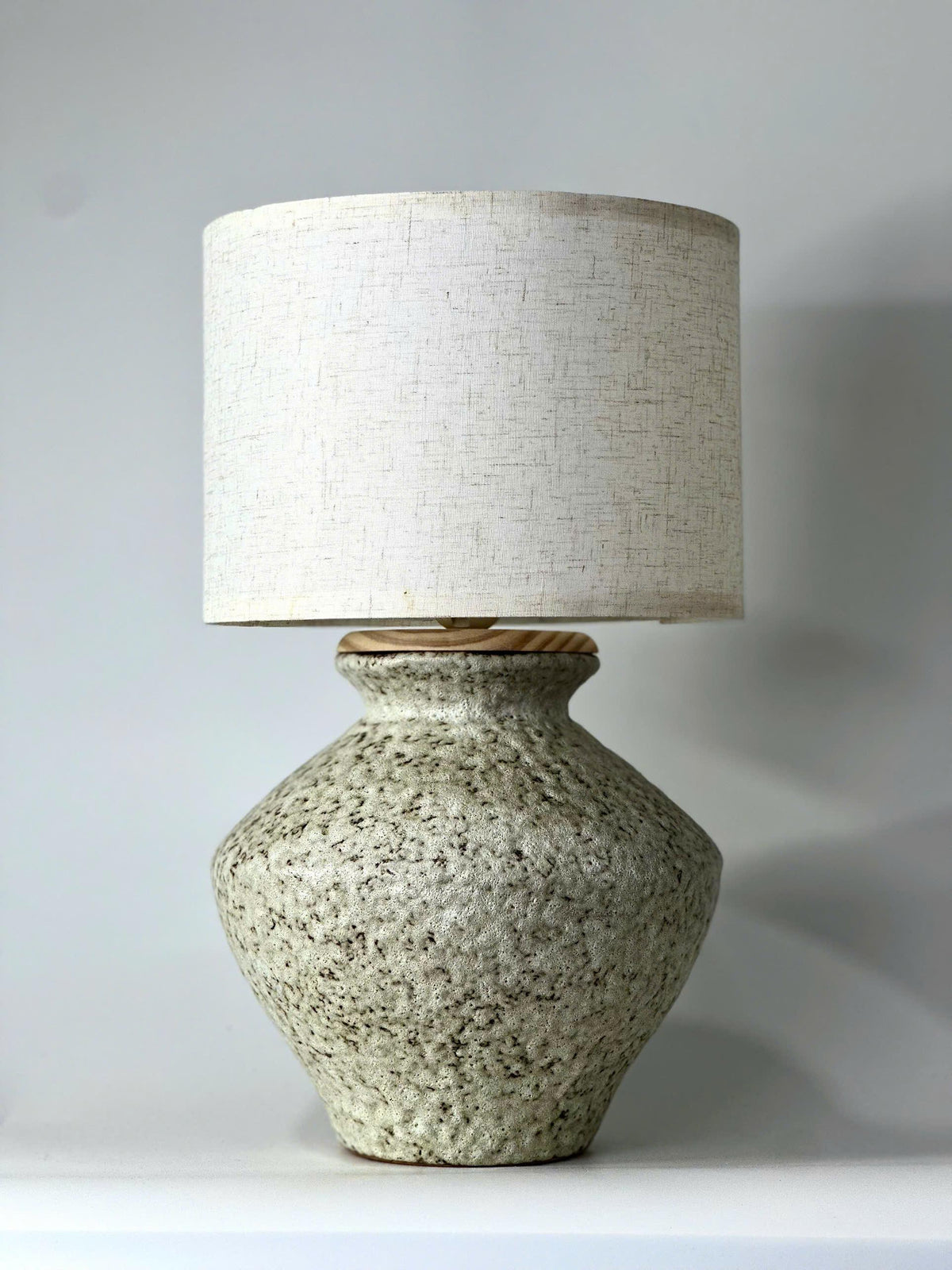 Handmade Ceramic Table Lamp – Textured Stone Glaze, Wabi-Sabi Artisan Decor
