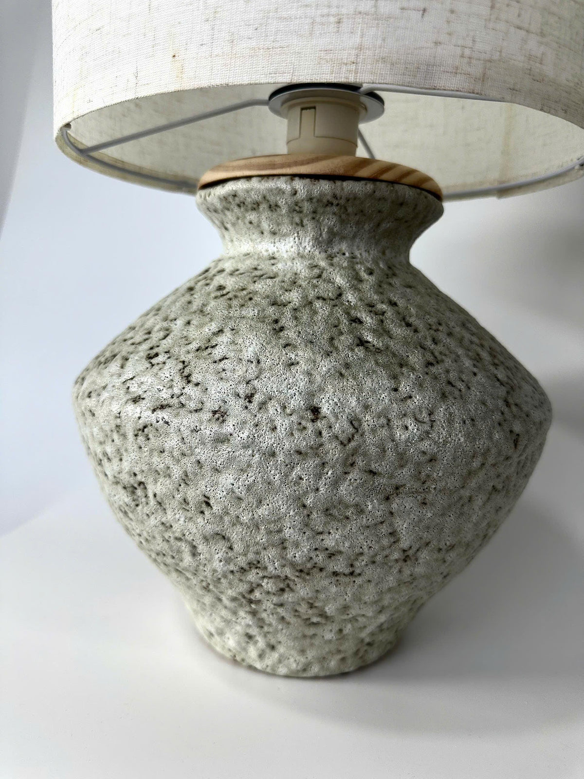 Handmade Ceramic Table Lamp – Textured Stone Glaze, Wabi-Sabi Artisan Decor