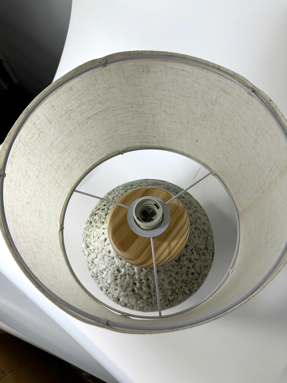 Handmade Ceramic Table Lamp – Textured Stone Glaze, Wabi-Sabi Artisan Decor