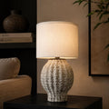 Atlantis Ceramic Table Lamp – Bat Trang Lantern Base, Textured Organic Glaze