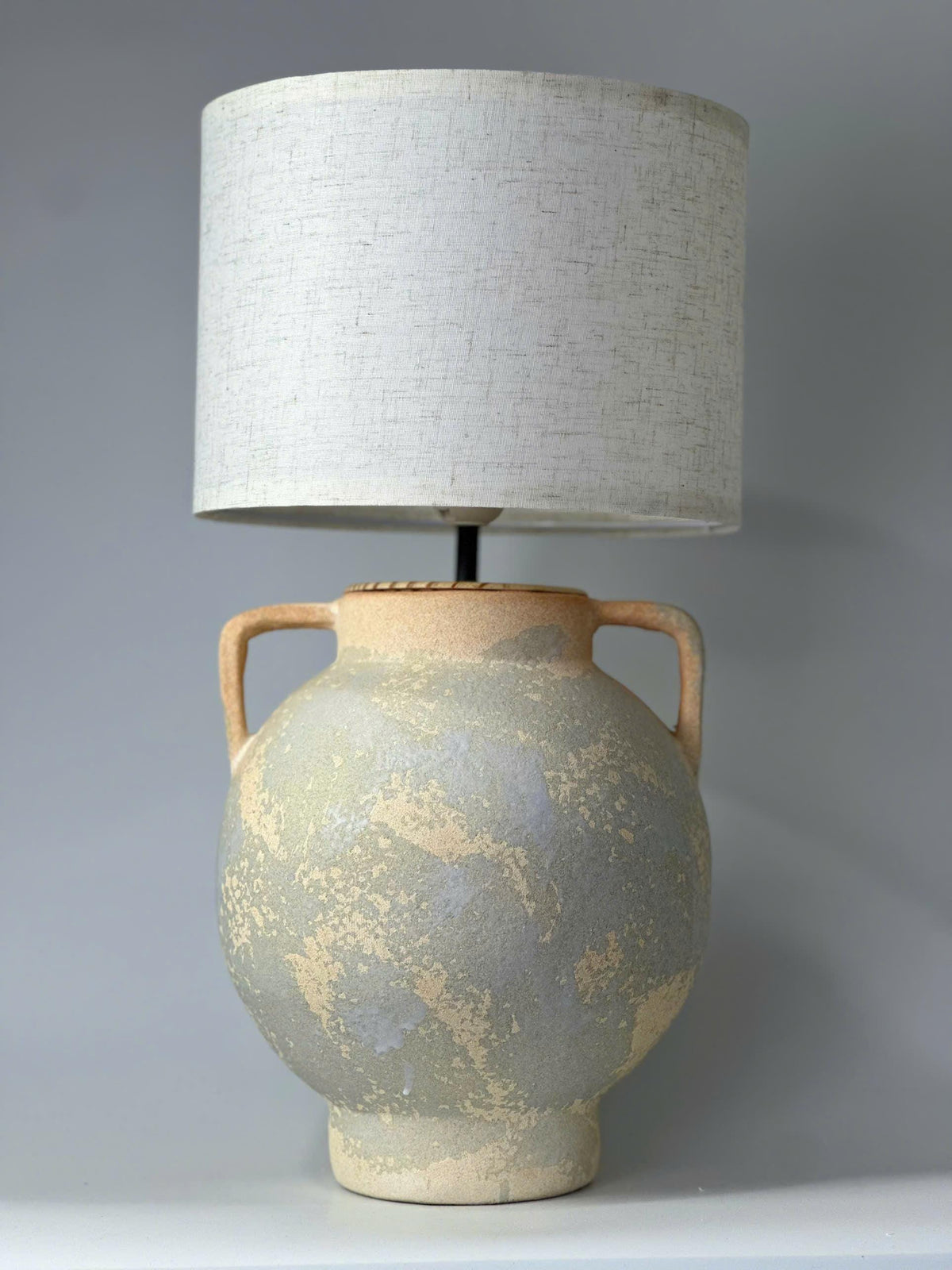Handmade Ceramic Table Lamp, Wabi-Sabi Charm, Earthy Tones, Japandi Rustic Home Decor