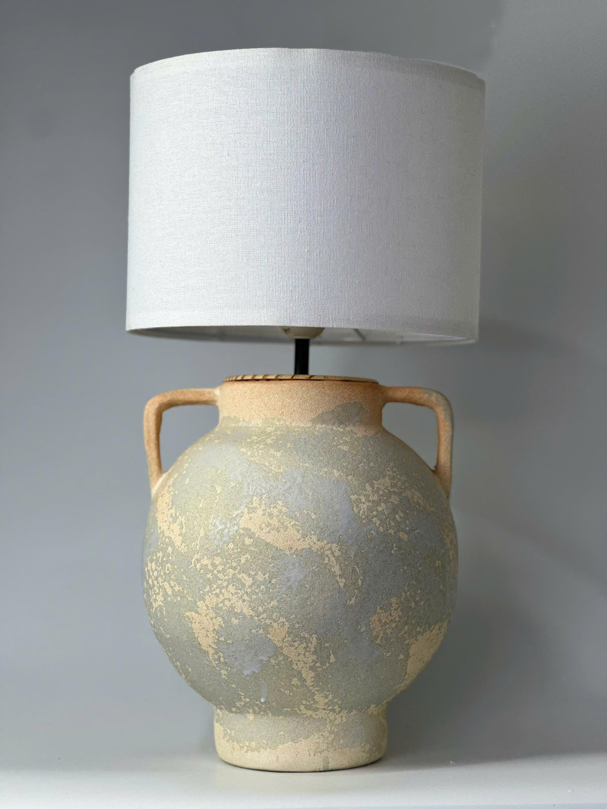 Handmade Ceramic Table Lamp, Wabi-Sabi Charm, Earthy Tones, Japandi Rustic Home Decor