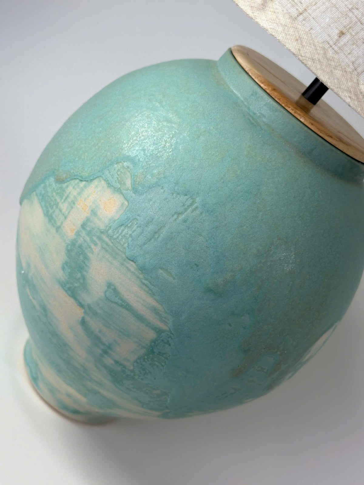 Handcrafted Ceramic Table Lamp, Turquoise Glaze, Japandi Wabi-Sabi Coastal Farmhouse Lighting