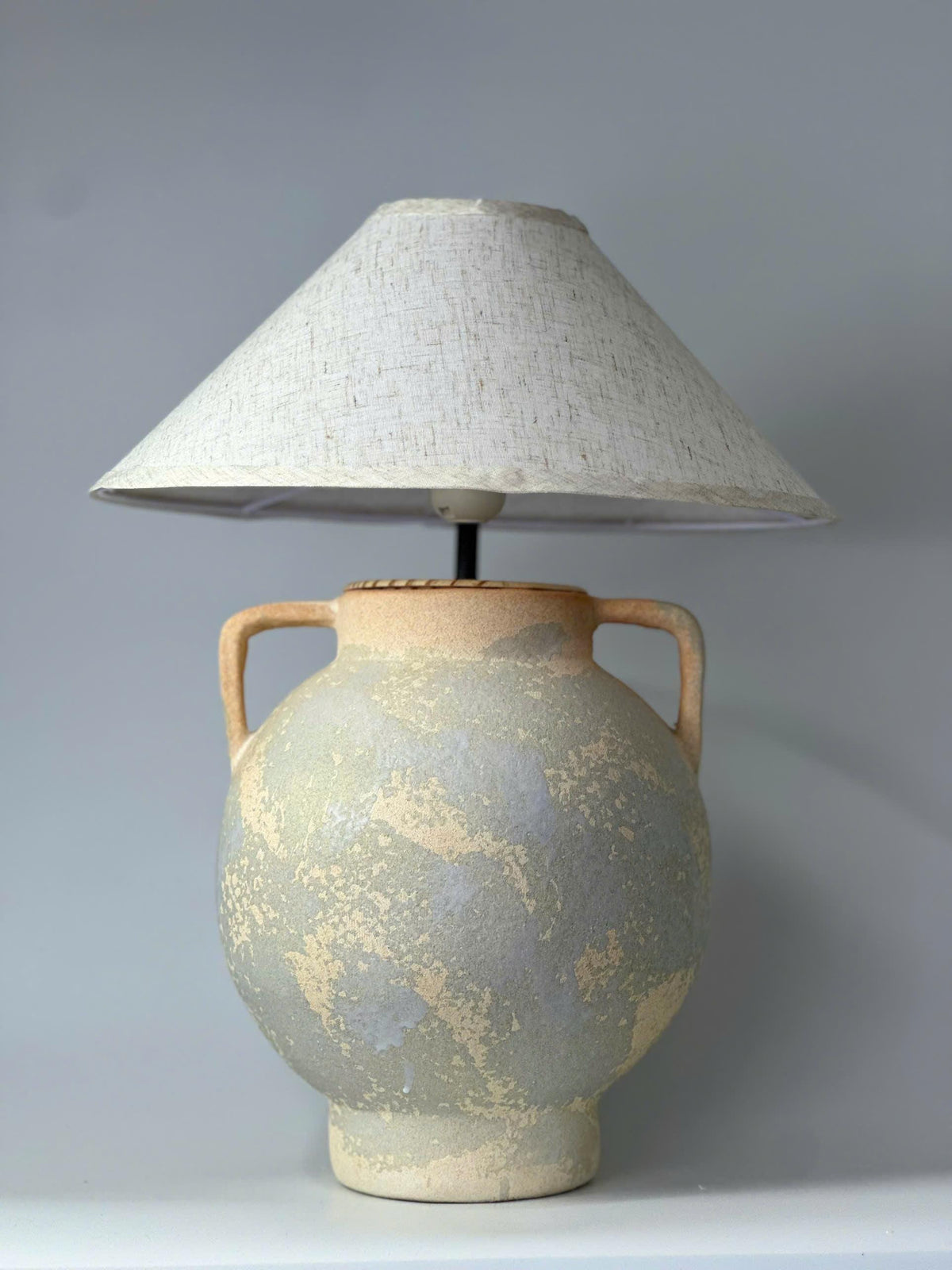 Handmade Ceramic Table Lamp, Wabi-Sabi Charm, Earthy Tones, Japandi Rustic Home Decor