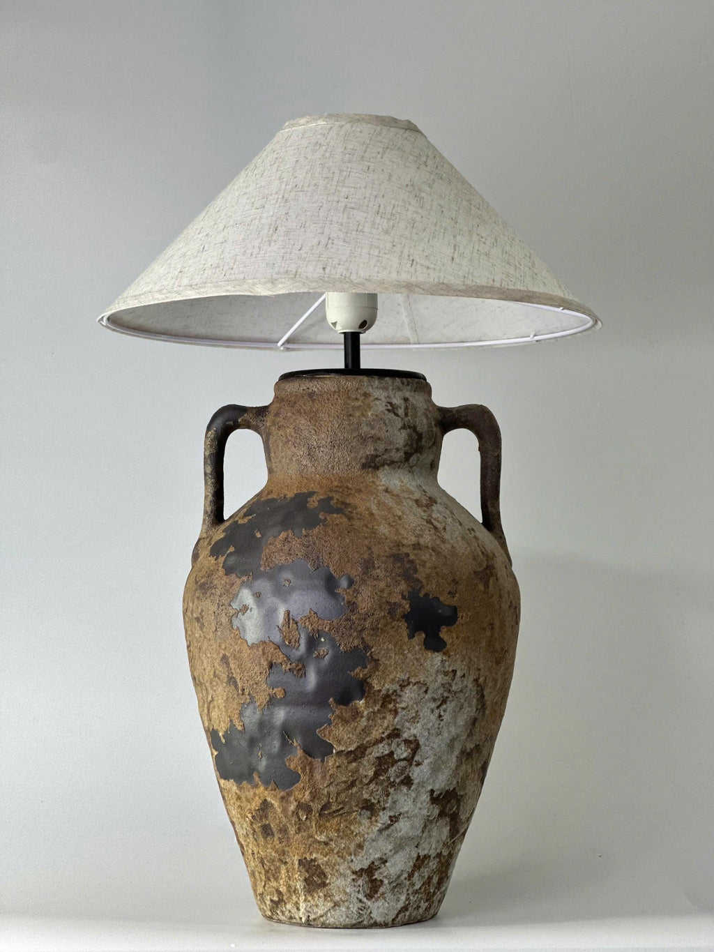 Rustic Handmade Ceramic Table Lamp | Large Wabi-Sabi Pottery Lamp | Japandi Bedside Lamp | Organic Modern Accent Lighting
