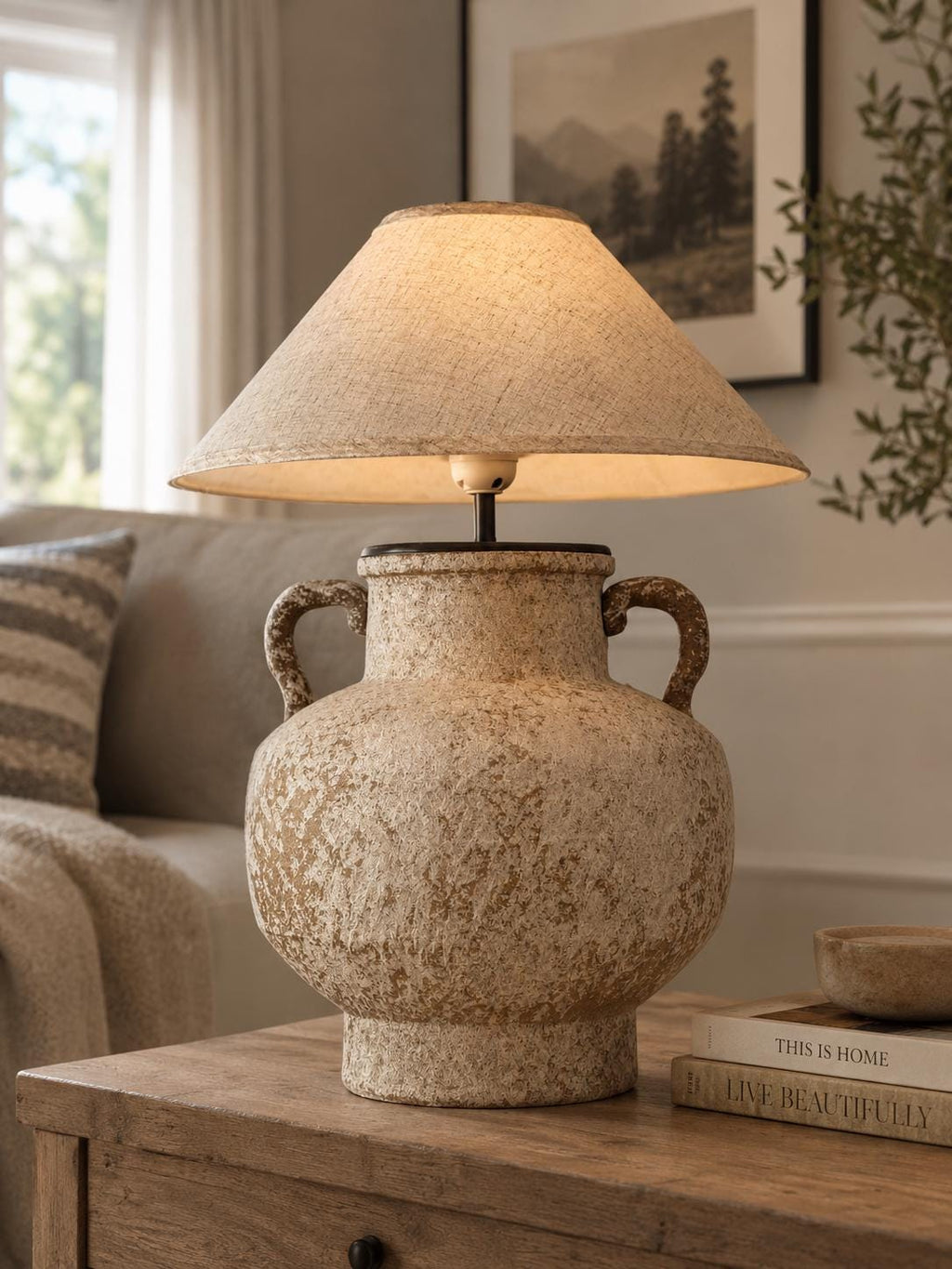 Handmade Rustic Ceramic Table Lamp | Wabi-Sabi Pottery Lamp | Japandi Bedside Lamp | Organic Modern Accent Lighting