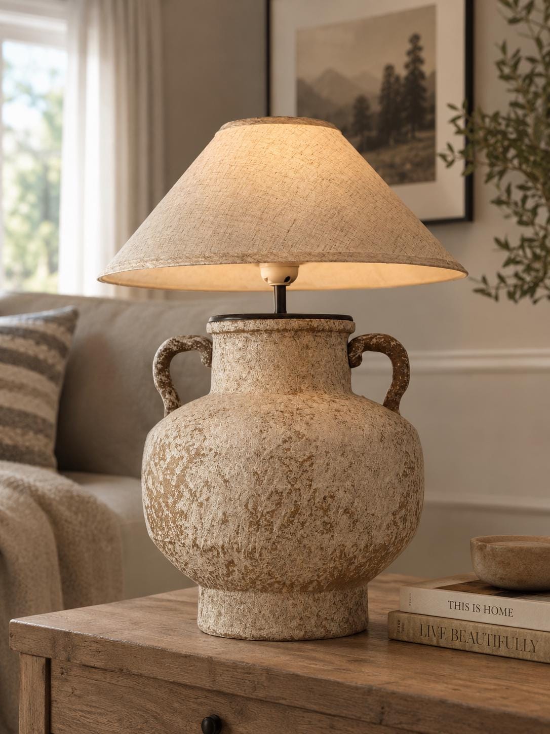 Handmade Rustic Ceramic Table Lamp | Wabi-Sabi Pottery Lamp | Japandi Bedside Lamp | Organic Modern Accent Lighting