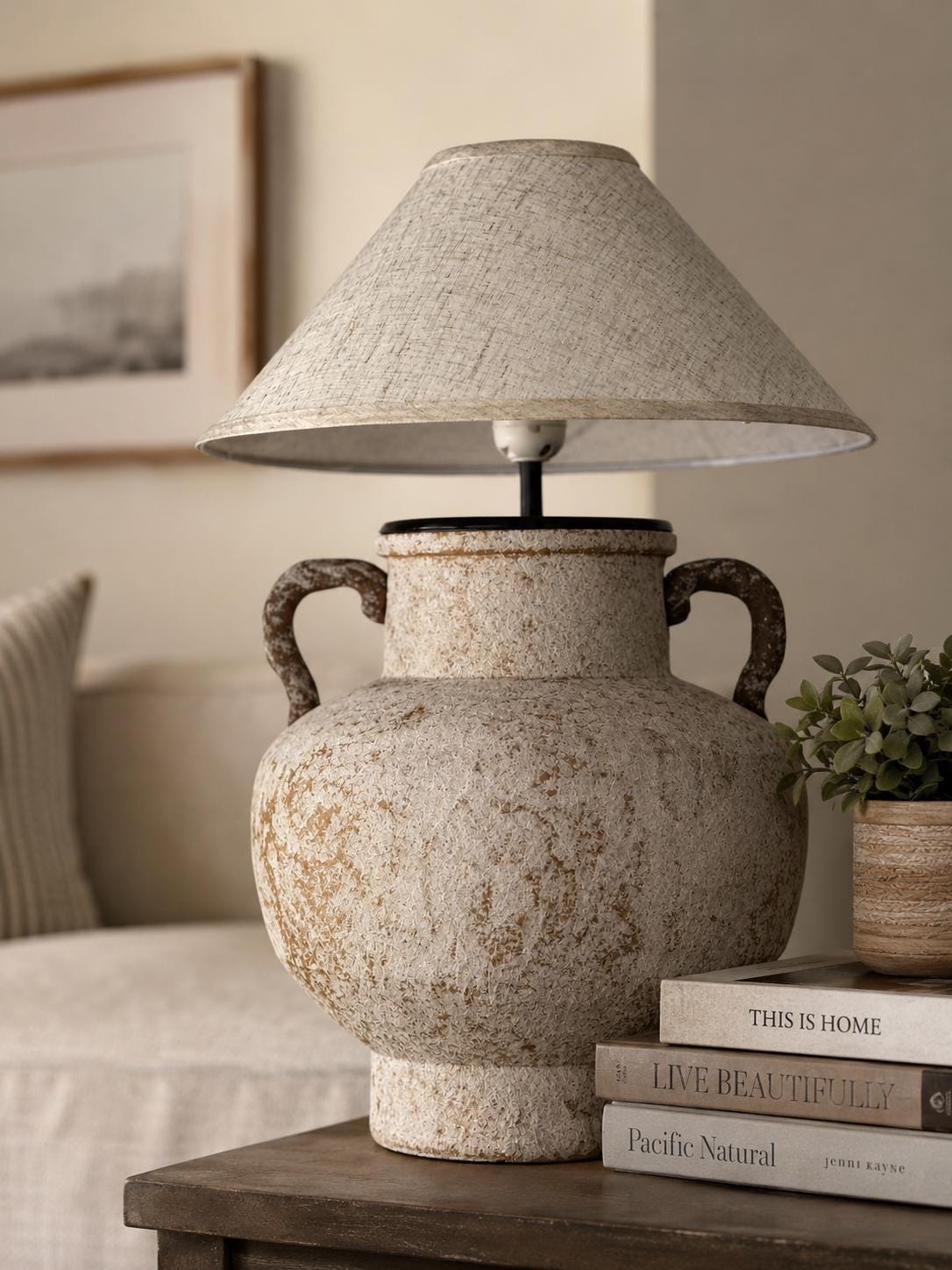 Handmade Rustic Ceramic Table Lamp | Wabi-Sabi Pottery Lamp | Japandi Bedside Lamp | Organic Modern Accent Lighting