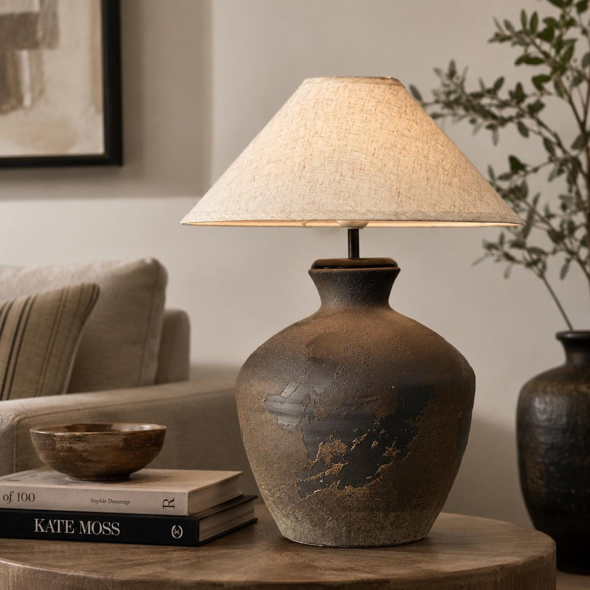 Handmade Rustic Ceramic Table Lamp | Wabi-Sabi Pottery Accent Lighting