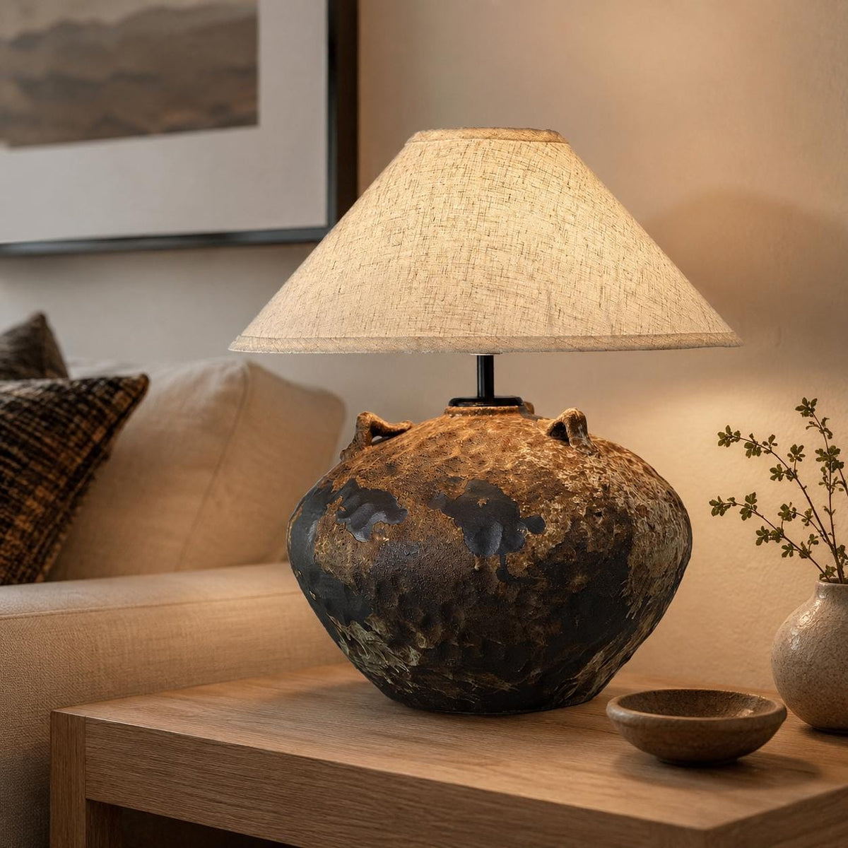 Rustic Handmade Ceramic Table Lamp | Wabi-Sabi Pottery Table Lamp | Organic Modern Bedside Lamp | Artisan Accent Lighting