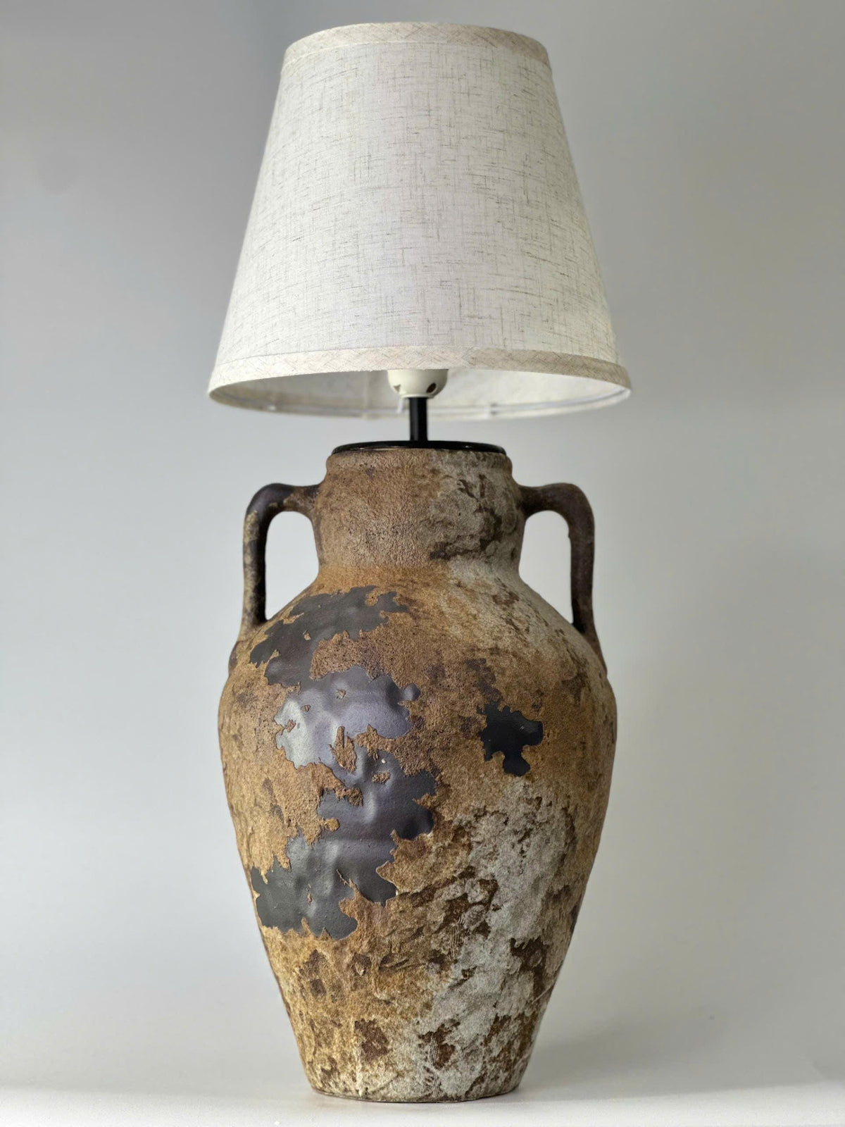 Rustic Handmade Ceramic Table Lamp | Large Wabi-Sabi Pottery Lamp | Japandi Bedside Lamp | Organic Modern Accent Lighting
