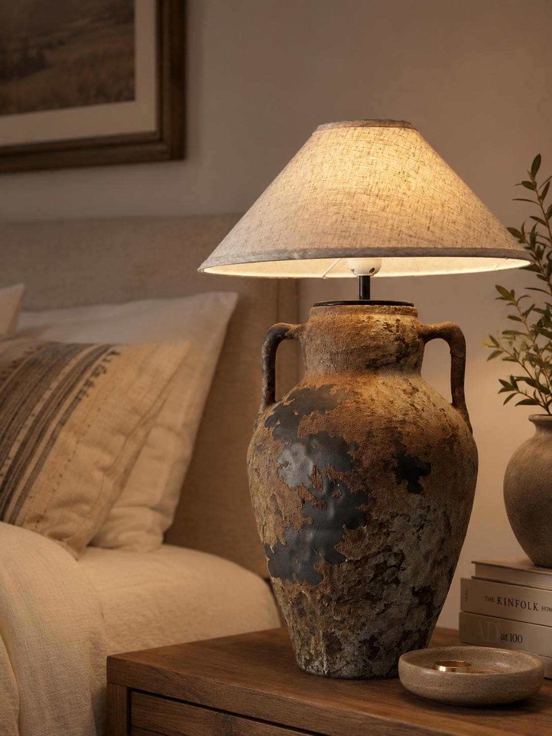 Rustic Handmade Ceramic Table Lamp | Large Wabi-Sabi Pottery Lamp | Japandi Bedside Lamp | Organic Modern Accent Lighting