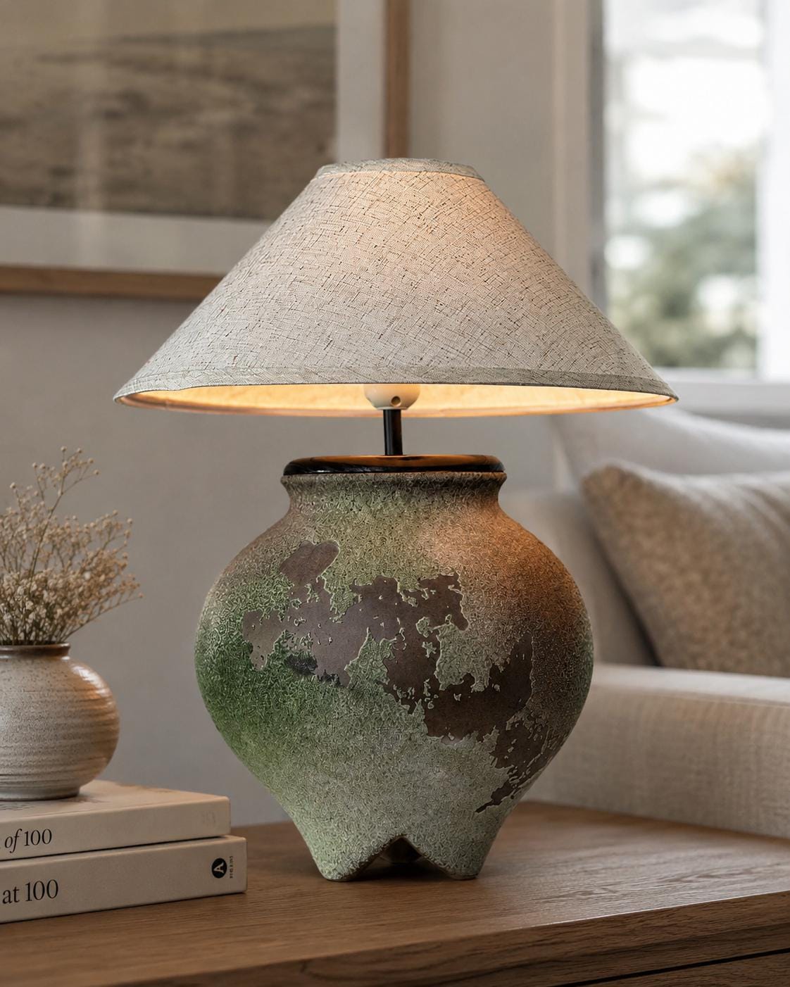 Handmade Rustic Ceramic Table Lamp | Wabi-Sabi Pottery Lamp | Japandi Bedside Lamp | Organic Modern Accent Lighting