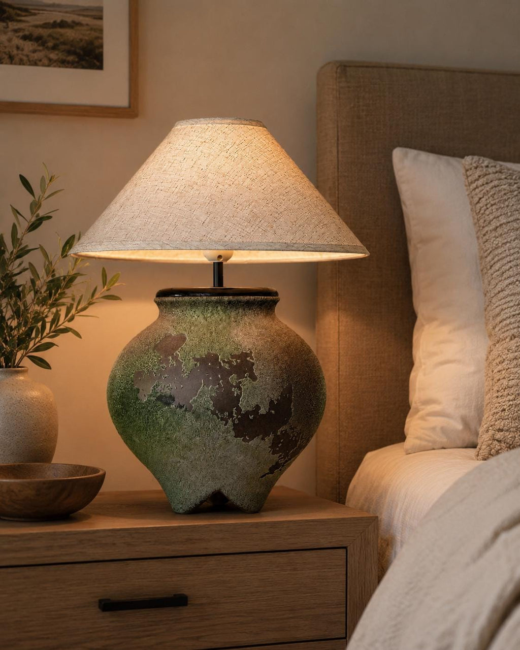 Handmade Rustic Ceramic Table Lamp | Wabi-Sabi Pottery Lamp | Japandi Bedside Lamp | Organic Modern Accent Lighting